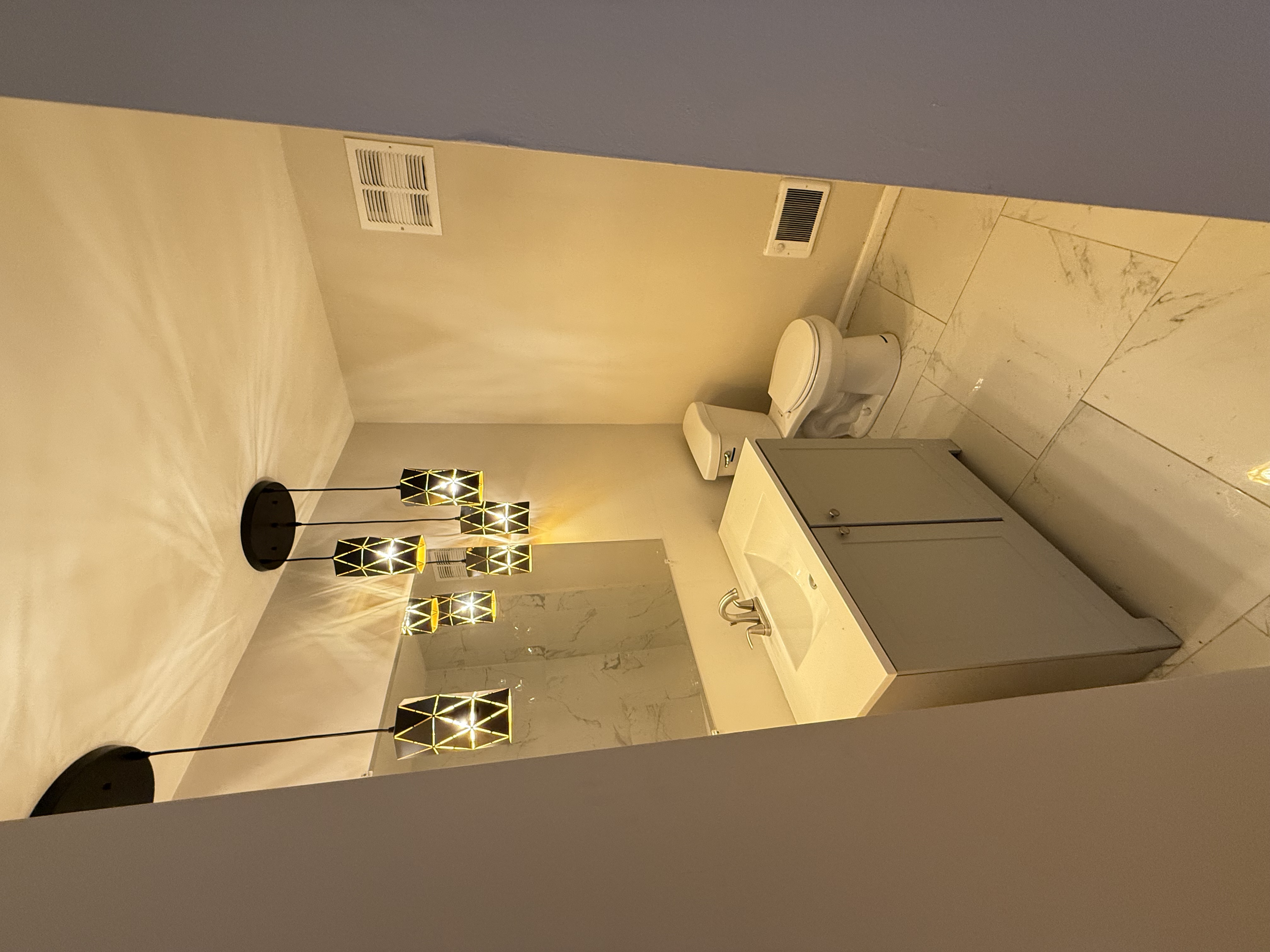 Bathroom with marble tile